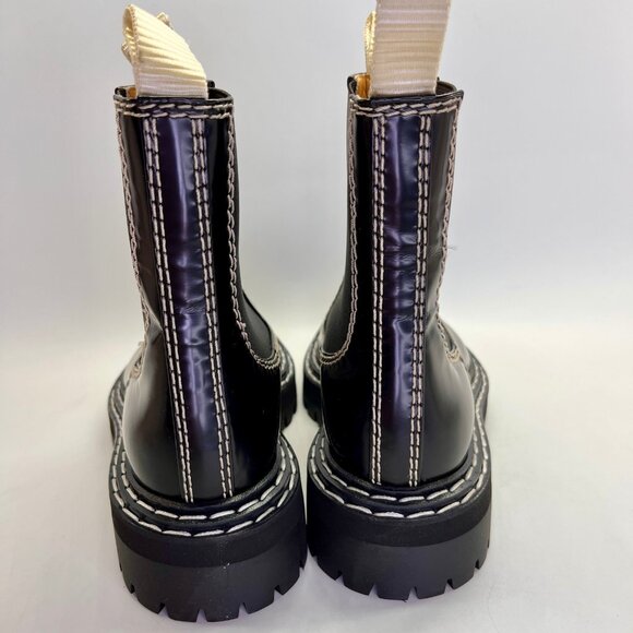 Proenza Schouler Brushed Calf Chelsea Boot Size 37.5 Black Lug Sole Ankle Boots - Picture 6 of 16